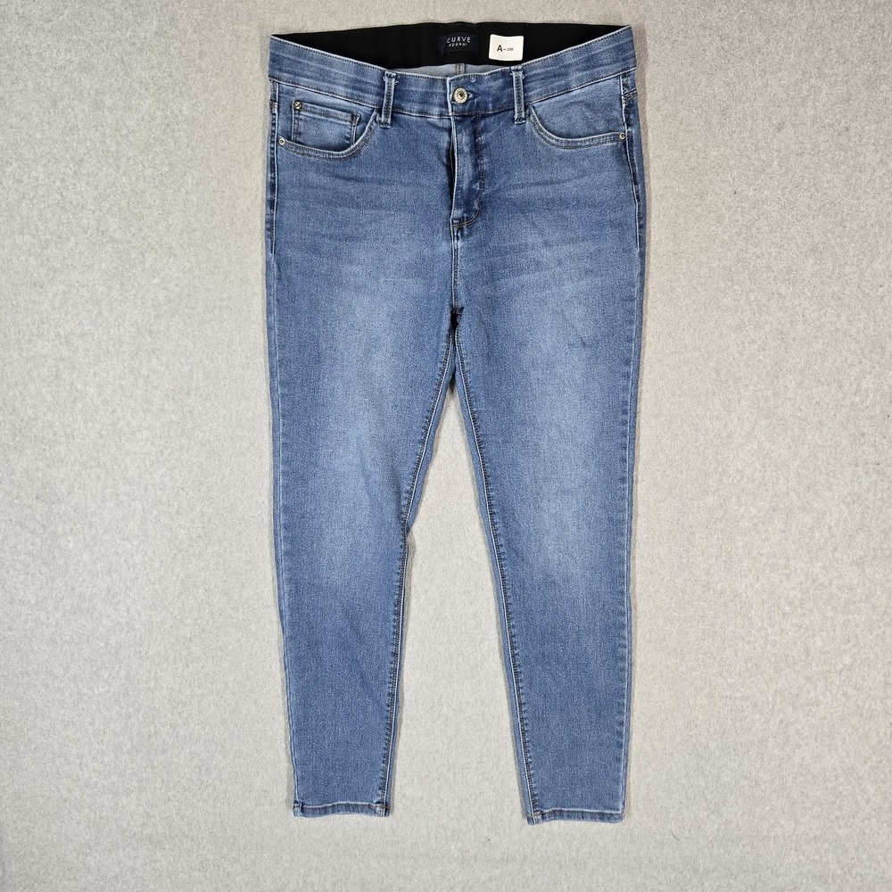 Curve Appeal Women Jeans 10 Blue Denim Skinny Mid Rise Medium Wash 26" Inseam